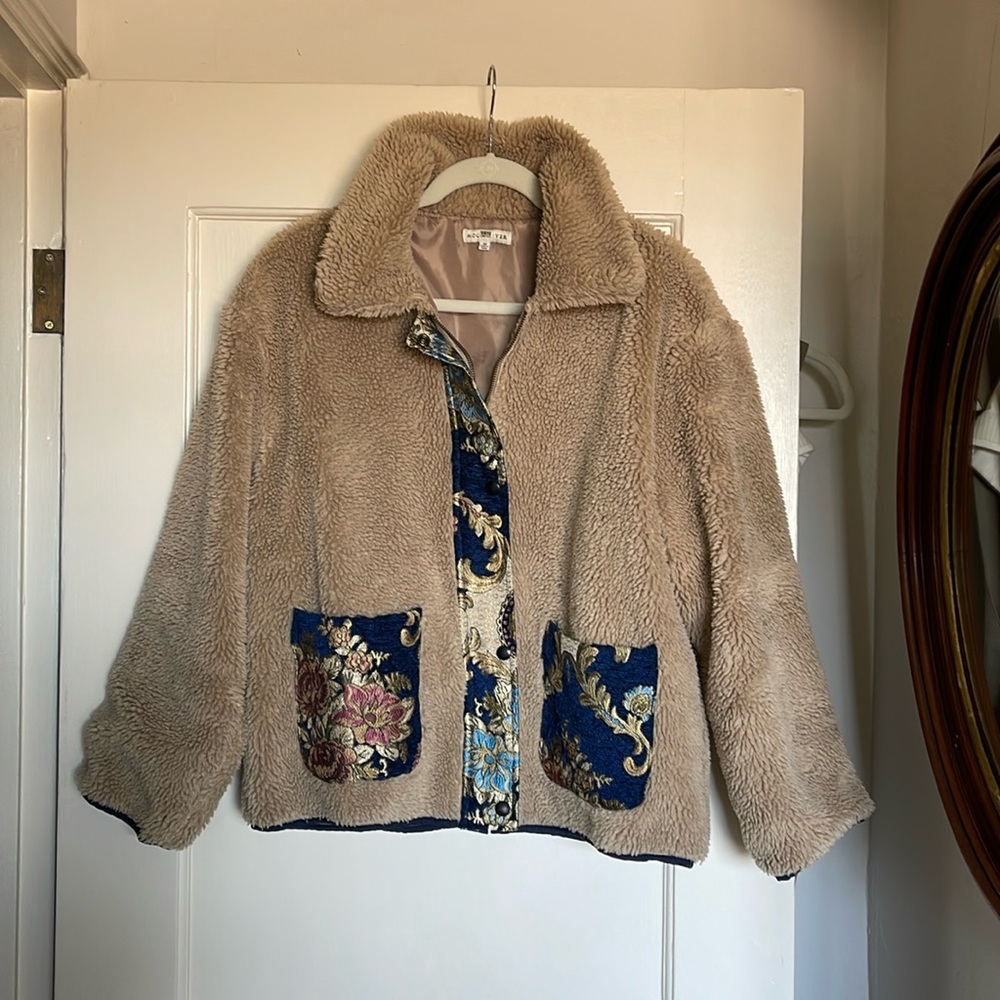 Moon River embroidered teddy jacket